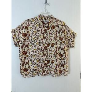 Rachel Zoe Women's 100% Linen Button Up Floral Print Top - Size M